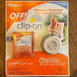 NEW RARE Off! Clip On Fan Circulated Mosquito Repellent & 4 Refills Odorless NIB